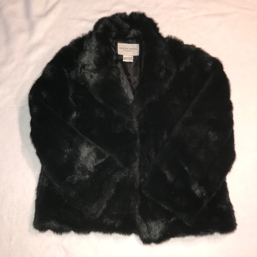 Black faux fur coat